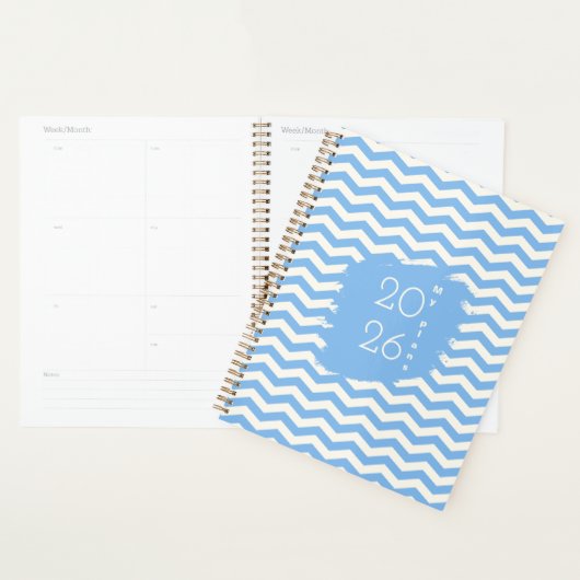 Zacht blauw zigzagpatroon ontwerpplanner 2026 planner (Display)