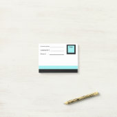 Zacht Blauw & Zwart Rand Post-it® notes- Info. Notes (Op bureau)