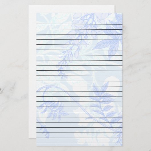 Zacht blauwe bladeren, gelaagd Briefpapier (Voorkant / Achterkant)