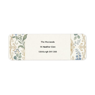 Zacht Blauwe Botanische Retouradressticker Etiket
