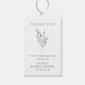 Zacht Blauwe Delicate Bloemenboeket Cadeaulabel (Voorkant)