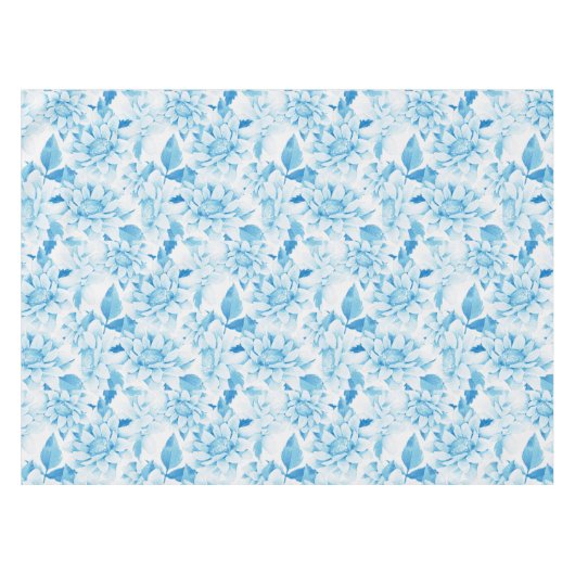 Zacht Blauwe Floral Tafelkleed (Voorkant (Horizontaal))