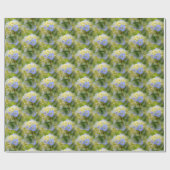 Zacht blauwe hydrangea ventilatorpatroon Natuur Cadeaupapier (Vlak)