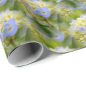 Zacht blauwe hydrangea ventilatorpatroon Natuur Cadeaupapier (Rol Hoek)