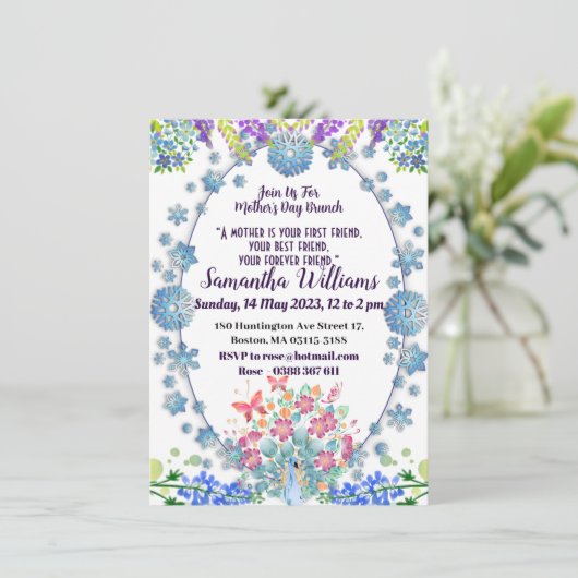 Zacht blauwe Moederdag Ventilatorblauw Kaart (Staand voorkant)