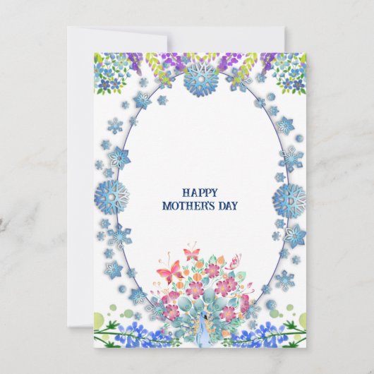 Zacht blauwe Moederdag Ventilatorblauw Kaart (Achterkant)