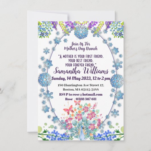 Zacht blauwe Moederdag Ventilatorblauw Kaart (Voorkant)