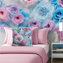 Zacht blauwe paarse roze zijde grote bloemen