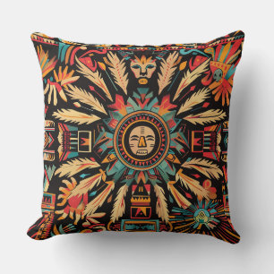 Zacht Blauwgroen "Aztec Dream" Pluche Kussen 51x51