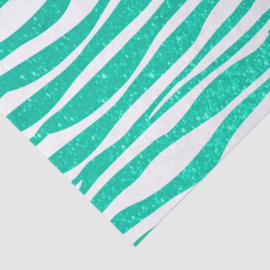 Zacht Blauwgroen Blauw Glitter Zebra Dierenafdrukk Tissuepapier (Detail)