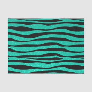 Zacht Blauwgroen Blauw Glitter Zebra Dierenafdrukk Tissuepapier