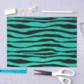 Zacht Blauwgroen Blauw Glitter Zebra Dierenafdrukk Tissuepapier (Craft)