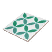 Zacht blauwgroen en zee groene cirkel of bloemblad tegeltje (Zijkant)