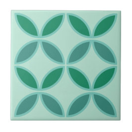 Zacht blauwgroen en zee groene cirkel of bloemblad tegeltje