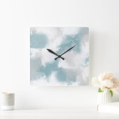 Zacht Blauwgroen grijs & Witte Abstracte penseelst Vierkante Klok (Huis)