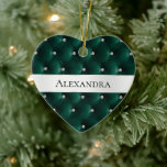 Zacht Blauwgroen Groen Luxe faux Velvet Christmas Keramisch Ornament<br><div class="desc">Chic zacht blauwgroen groen luxe glam faux fluwelen kerst</div>