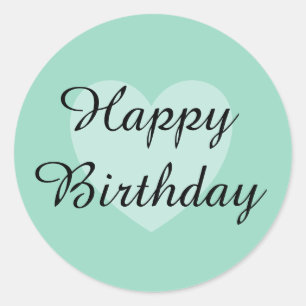 Zacht Blauwgroen Happy Birthday Sticker