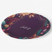 Zacht Blauwgroen Herfst Bold Jewel Tone Vrijgezell Papieren Bordje (Gekanteld)