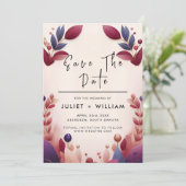 Zacht Blauwgroen Herfst Vet Jewel Tone Bruiloft Save The Date (Staand voorkant)