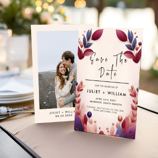 Zacht Blauwgroen Herfst Vet Jewel Tone Bruiloft Save The Date