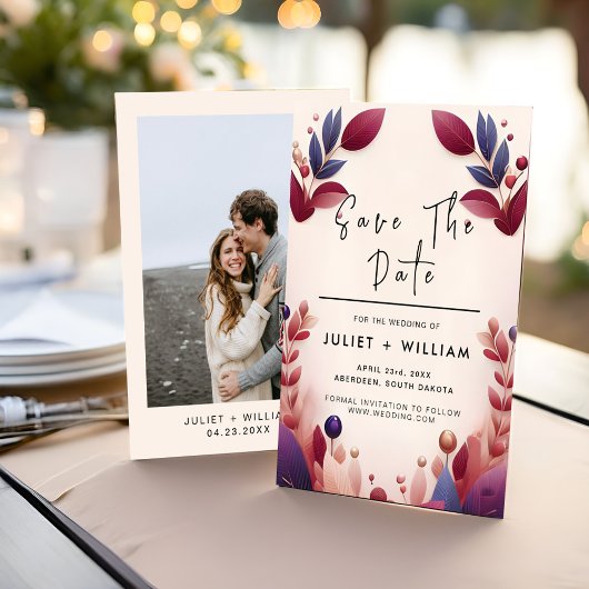 Zacht Blauwgroen Herfst Vet Jewel Tone Bruiloft Save The Date