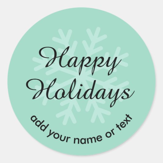 Zacht Blauwgroen  Prettige feestdagen Sticker (Voorkant)