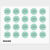 Zacht Blauwgroen Prettige feestdagen Sticker Rond (Vel)