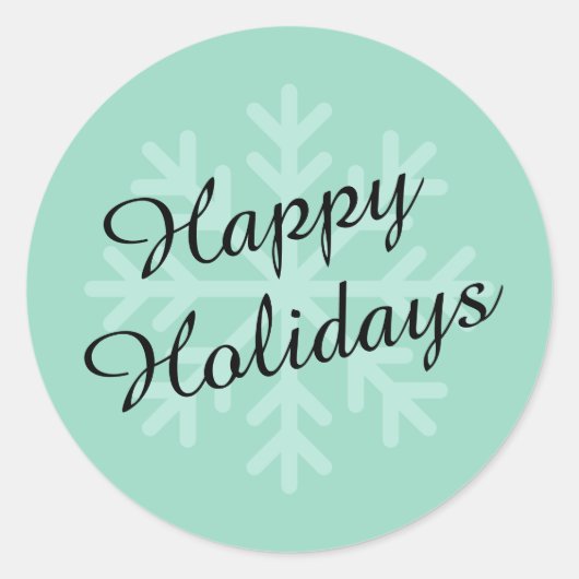 Zacht Blauwgroen Prettige feestdagen Sticker Rond (Voorkant)