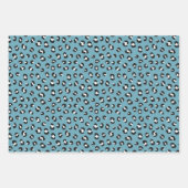 Zacht Blauwgroen, zwart-wit Leopard Print Pattern Inpakpapier Vel (Voorkant 3)