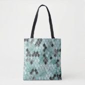 Zacht Blauwgroen Zwart Zeemeermin Schalen Glam #1 Tote Bag (Voorkant)