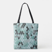 Zacht Blauwgroen Zwart Zeemeermin Schalen Glam #1 Tote Bag (Achterkant)
