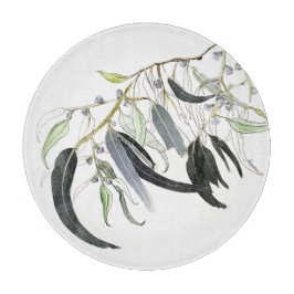 Zacht bleke groene gomboom aquarel snijplank