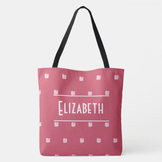 Zacht bloemig monogram helroze mode tote bag (Achterkant)