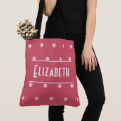 Zacht bloemig monogram helroze mode tote bag (Dichtbij)