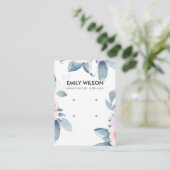 ZACHT BLUSH BLAUW BLOEMIG TWEE OORBEL DISPLAY LOGO VISITEKAARTJE (Staand voorkant)