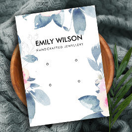 ZACHT BLUSH BLAUW BLOEMIG TWEE OORBEL DISPLAY LOGO VISITEKAARTJE