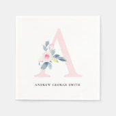 ZACHT BLUSH BLAUW WIT BLOEMALFABETTEN LETTER A SERVET (Voorkant)