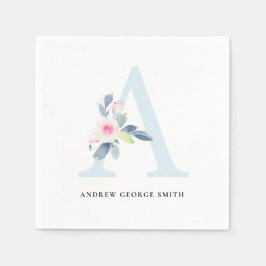 ZACHT BLUSH BLAUW WIT BLOEMALFABETTEN LETTER A SERVET