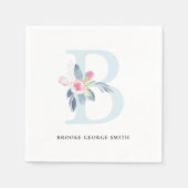 ZACHT BLUSH BLAUW WIT BLOEMALFABETTEN LETTER B SERVET (Voorkant)
