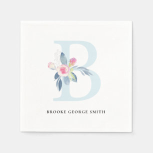 ZACHT BLUSH BLAUW WIT BLOEMALFABETTEN LETTER B SERVET