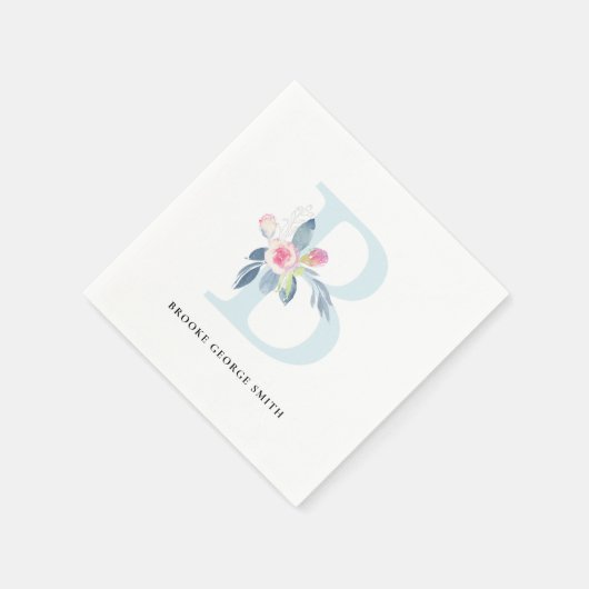 ZACHT BLUSH BLAUW WIT BLOEMALFABETTEN LETTER B SERVET (Hoek)