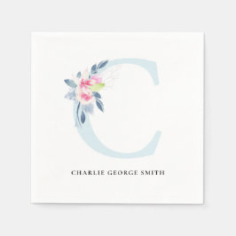 ZACHT BLUSH BLAUW WIT BLOEMALFABETTEN LETTER C SERVET