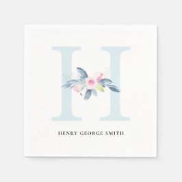 ZACHT BLUSH BLAUW WIT BLOEMALFABETTEN LETTER H SERVET