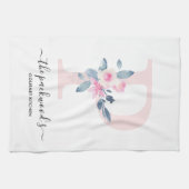 ZACHT BLUSH BLAUW WIT BLOEMALFABETTEN LETTER P THEEDOEK (Horizontaal)