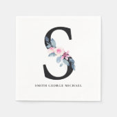 ZACHT BLUSH BLAUW WIT BLOEMALFABETTEN LETTER S SERVET (Voorkant)