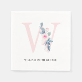 ZACHT BLUSH BLAUW WIT BLOEMALFABETTEN LETTER W SERVET