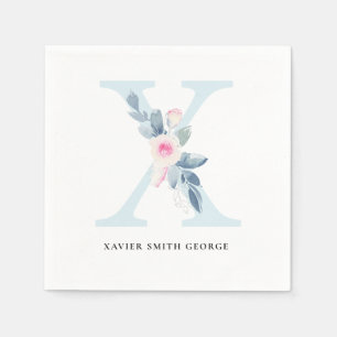 ZACHT BLUSH BLAUW WIT BLOEMALFABETTEN LETTER X SERVET