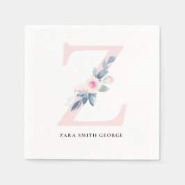 ZACHT BLUSH BLAUW WIT BLOEMALFABETTEN LETTER Z SERVET