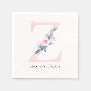 ZACHT BLUSH BLAUW WIT BLOEMALFABETTEN LETTER Z SERVET