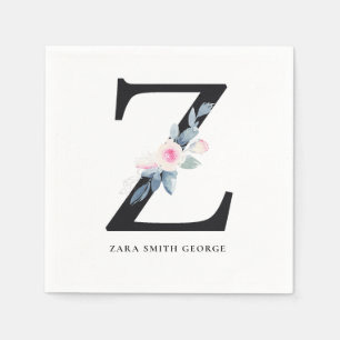 ZACHT BLUSH BLAUW WIT BLOEMALFABETTEN LETTER Z SERVET